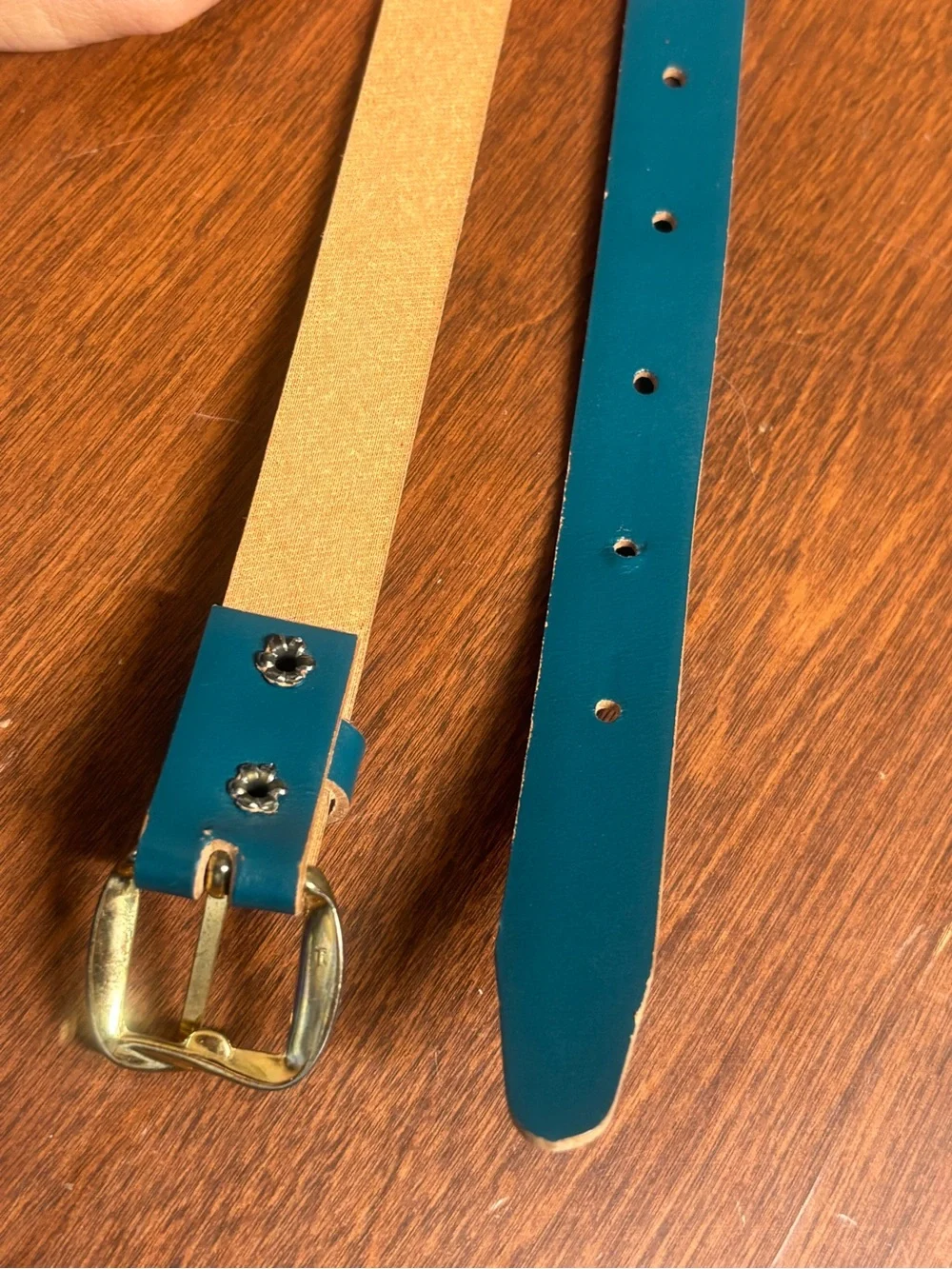 Vintage Blue Leather Belt